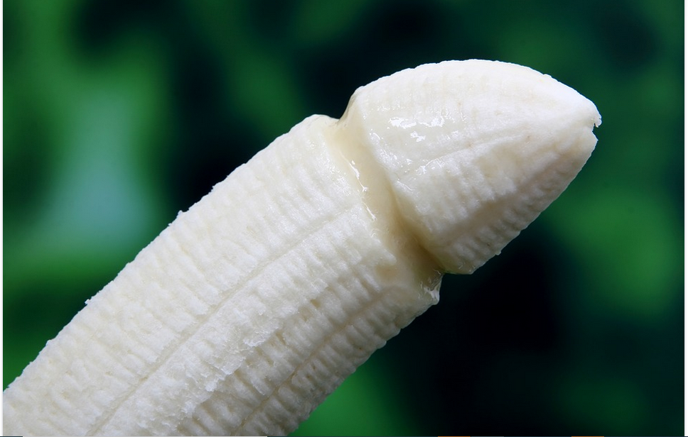 a banana representing an erect enlarged penis